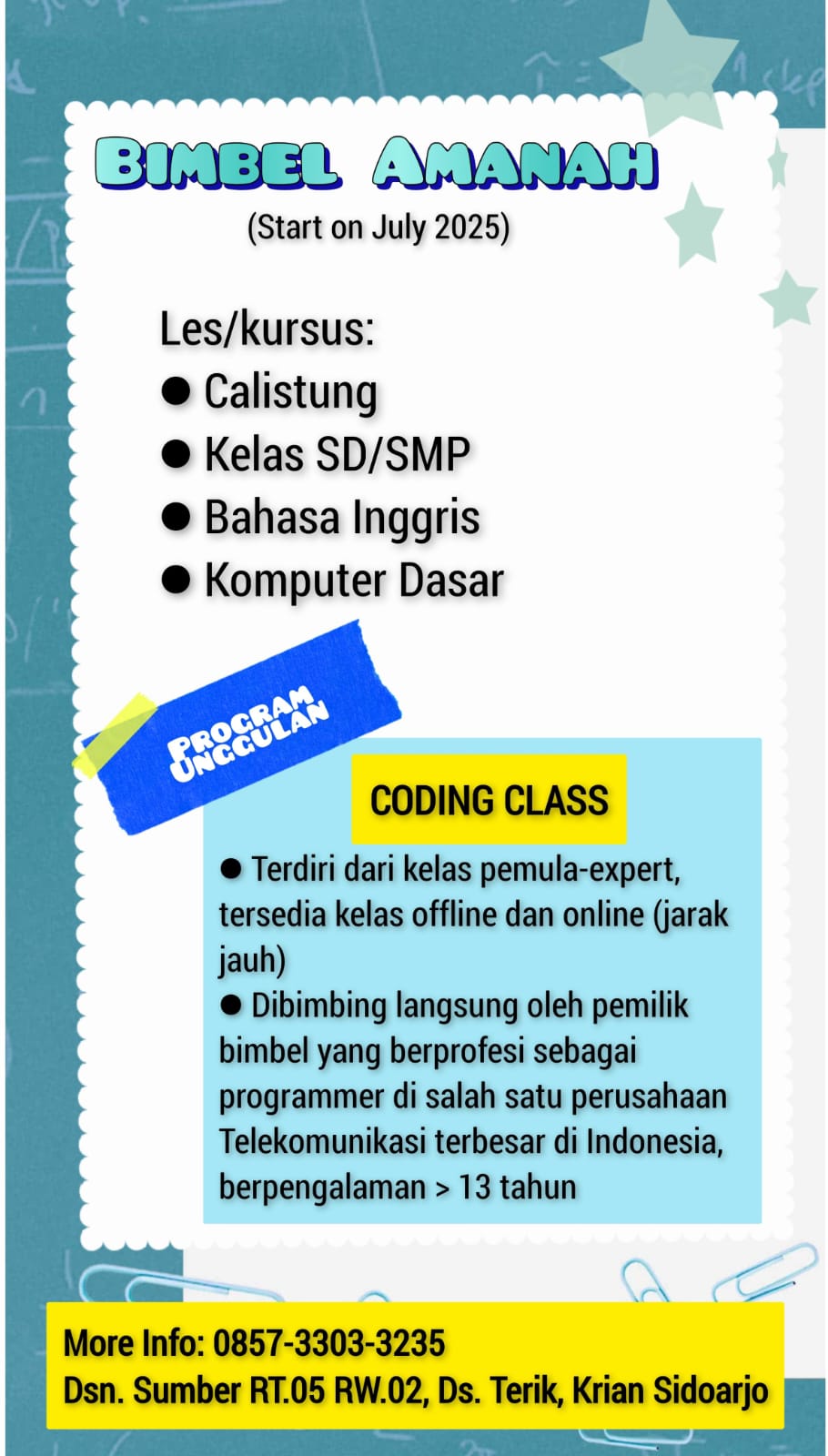 Poster Promosi Pendaftaran Baru Bimbel Amanah