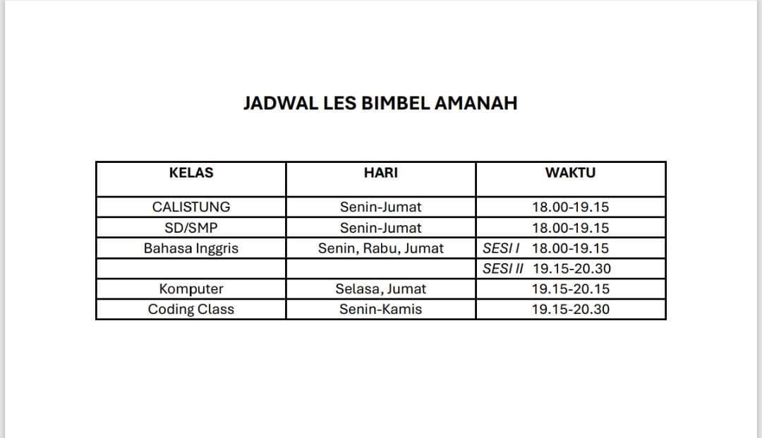 Poster Kelas Liburan Bimbel Amanah